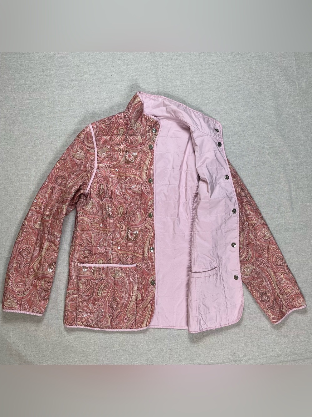 Liz Claiborne | Reversible Quilted Coat in Pink and Paisley | Medium